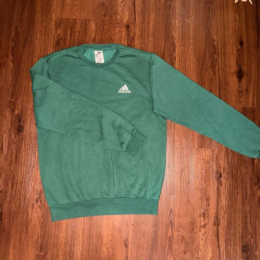 Adidas Green Embroidered Logo Crewneck Sweatshirt Size M